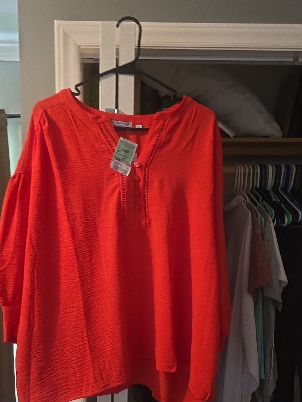 Notations Orange Women's Buttoned Top